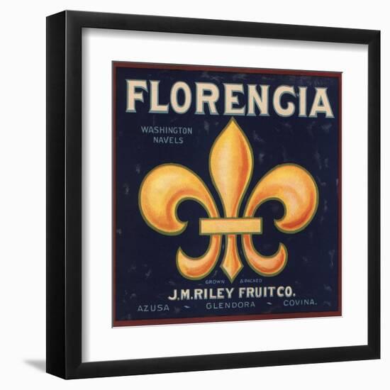 Florencia Brand - Azusa, California - Citrus Crate Label-Lantern Press-Framed Art Print