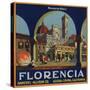 Florencia Brand - Azusa, California - Citrus Crate Label-Lantern Press-Stretched Canvas