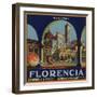 Florencia Brand - Azusa, California - Citrus Crate Label-Lantern Press-Framed Art Print