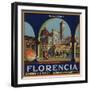 Florencia Brand - Azusa, California - Citrus Crate Label-Lantern Press-Framed Art Print