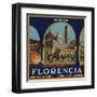 Florencia Brand - Azusa, California - Citrus Crate Label-Lantern Press-Framed Art Print