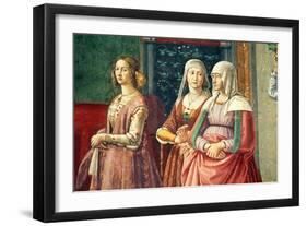 Florentine Ladies, from the Birth of St. John the Baptist (Detail)-Domenico Ghirlandaio-Framed Giclee Print