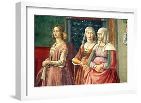 Florentine Ladies, from the Birth of St. John the Baptist (Detail)-Domenico Ghirlandaio-Framed Giclee Print