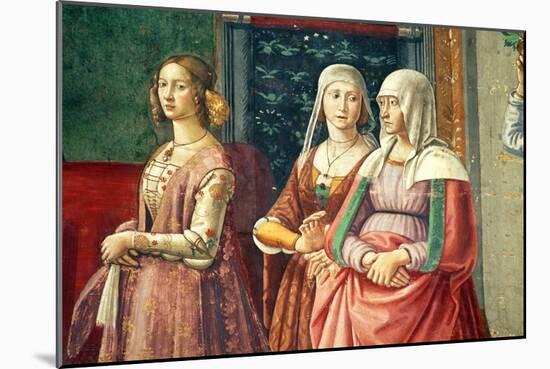 Florentine Ladies, from the Birth of St. John the Baptist (Detail)-Domenico Ghirlandaio-Mounted Giclee Print