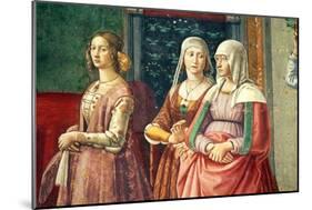 Florentine Ladies, from the Birth of St. John the Baptist (Detail)-Domenico Ghirlandaio-Mounted Giclee Print