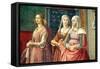 Florentine Ladies, from the Birth of St. John the Baptist (Detail)-Domenico Ghirlandaio-Framed Stretched Canvas