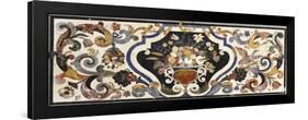 Florentine Pietra Dura Table Top Centred by a Bowl of Fruit and Flowers-null-Framed Giclee Print