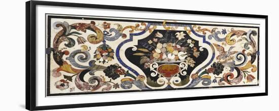 Florentine Pietra Dura Table Top Centred by a Bowl of Fruit and Flowers-null-Framed Giclee Print