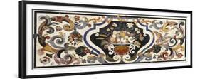 Florentine Pietra Dura Table Top Centred by a Bowl of Fruit and Flowers-null-Framed Giclee Print