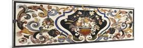 Florentine Pietra Dura Table Top Centred by a Bowl of Fruit and Flowers-null-Mounted Giclee Print