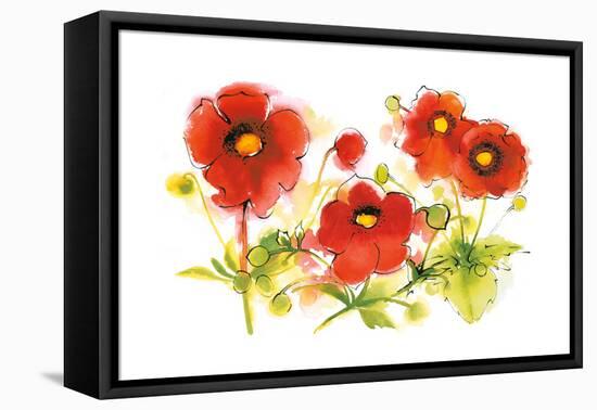 Flores Rojas VI-Shirley Novak-Framed Stretched Canvas