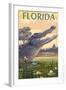 Florida - Alligator Scene-Lantern Press-Framed Art Print