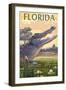 Florida - Alligator Scene-Lantern Press-Framed Art Print