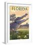 Florida - Alligator Scene-Lantern Press-Framed Art Print