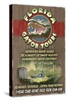 Florida - Alligator Tours Vintage Sign-Lantern Press-Stretched Canvas