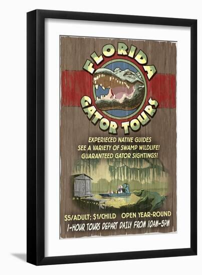 Florida - Alligator Tours Vintage Sign-Lantern Press-Framed Art Print