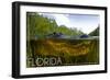 Florida - Alligator Underwater-Lantern Press-Framed Premium Giclee Print