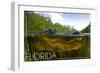 Florida - Alligator Underwater-Lantern Press-Framed Premium Giclee Print