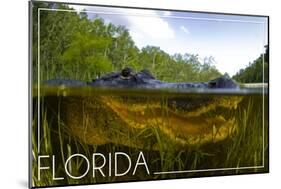 Florida - Alligator Underwater-Lantern Press-Mounted Art Print