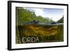 Florida - Alligator Underwater-Lantern Press-Framed Art Print