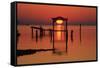 Florida, Apalachicola, Old Boat House at Sunrise on Apalachicola Bay-Joanne Wells-Framed Stretched Canvas
