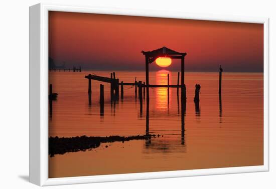 Florida, Apalachicola, Old Boat House at Sunrise on Apalachicola Bay-Joanne Wells-Framed Photographic Print