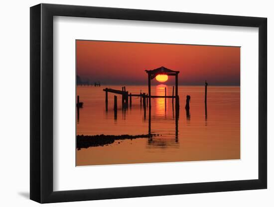 Florida, Apalachicola, Old Boat House at Sunrise on Apalachicola Bay-Joanne Wells-Framed Photographic Print