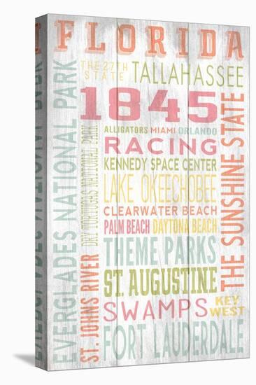 Florida - Barnwood Typography-Lantern Press-Stretched Canvas