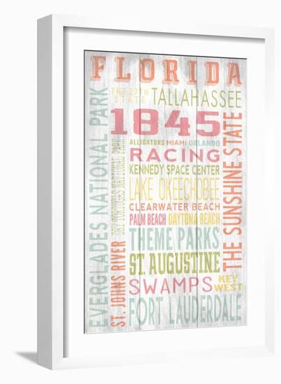 Florida - Barnwood Typography-Lantern Press-Framed Art Print