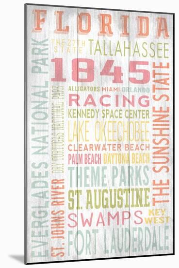 Florida - Barnwood Typography-Lantern Press-Mounted Art Print