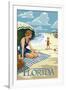 Florida - Beach Scene-Lantern Press-Framed Art Print