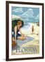 Florida - Beach Scene-Lantern Press-Framed Art Print