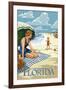 Florida - Beach Scene-Lantern Press-Framed Art Print