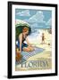 Florida - Beach Scene-Lantern Press-Framed Art Print