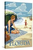 Florida - Beach Scene-Lantern Press-Stretched Canvas