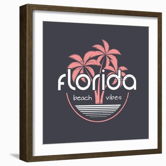 Florida Beach Vibes T-Shirt and Apparel Vector Design, Print, Typography, Poster, Emblem with Palm-rikkyal-Framed Art Print