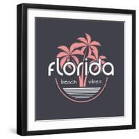 Florida Beach Vibes T-Shirt and Apparel Vector Design, Print, Typography, Poster, Emblem with Palm-rikkyal-Framed Art Print