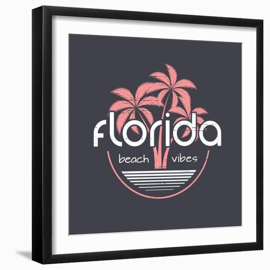 Florida Beach Vibes T-Shirt and Apparel Vector Design, Print, Typography, Poster, Emblem with Palm-rikkyal-Framed Art Print