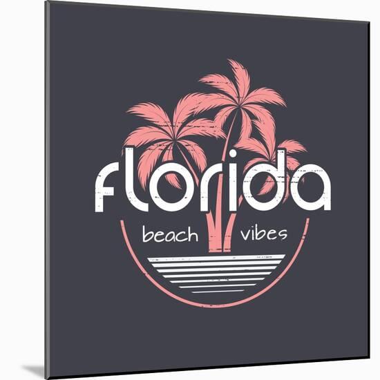Florida Beach Vibes T-Shirt and Apparel Vector Design, Print, Typography, Poster, Emblem with Palm-rikkyal-Mounted Art Print