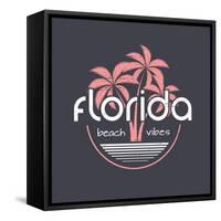 Florida Beach Vibes T-Shirt and Apparel Vector Design, Print, Typography, Poster, Emblem with Palm-rikkyal-Framed Stretched Canvas