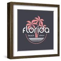 Florida Beach Vibes T-Shirt and Apparel Vector Design, Print, Typography, Poster, Emblem with Palm-rikkyal-Framed Art Print