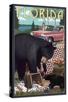Florida - Bear and Picnic Scene-Lantern Press-Stretched Canvas