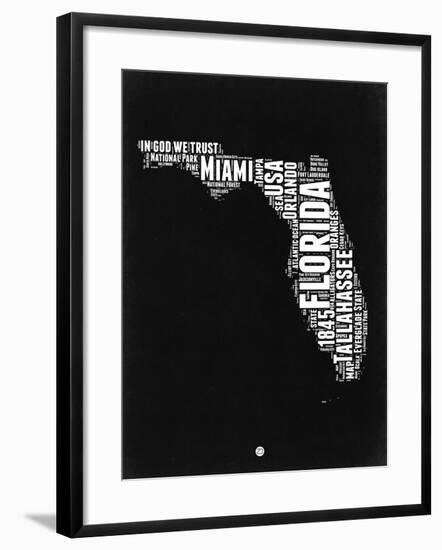 Florida Black and White Map-NaxArt-Framed Art Print