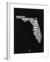 Florida Black and White Map-NaxArt-Framed Art Print