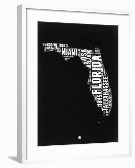 Florida Black and White Map-NaxArt-Framed Art Print