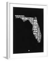 Florida Black and White Map-NaxArt-Framed Art Print