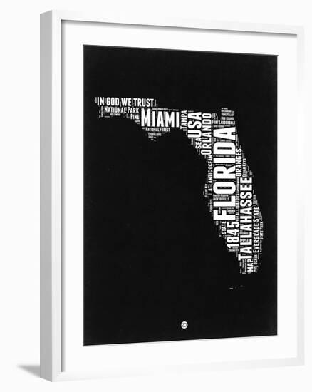 Florida Black and White Map-NaxArt-Framed Art Print