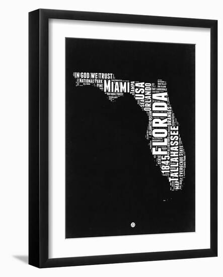 Florida Black and White Map-NaxArt-Framed Art Print