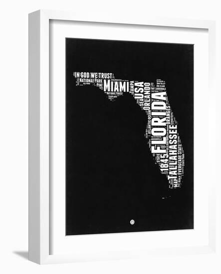 Florida Black and White Map-NaxArt-Framed Art Print