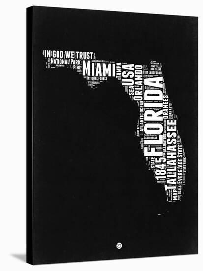 Florida Black and White Map-NaxArt-Stretched Canvas